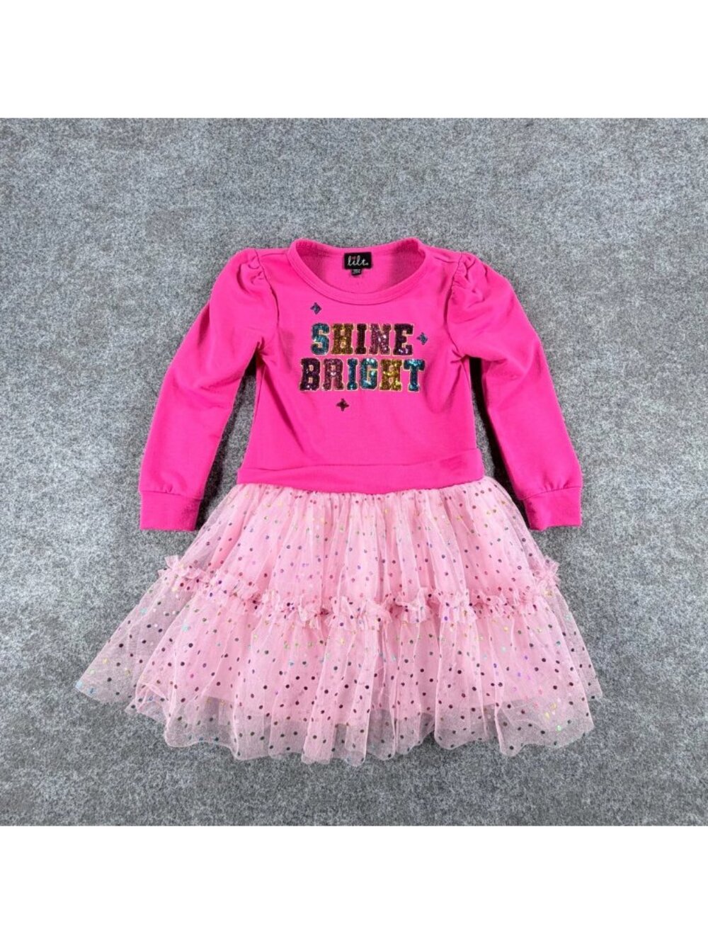 Lilt Top & Tulle Skirt Outfit Set Girls XS‎ (4/5) Pink Sequin Embroidery Holiday